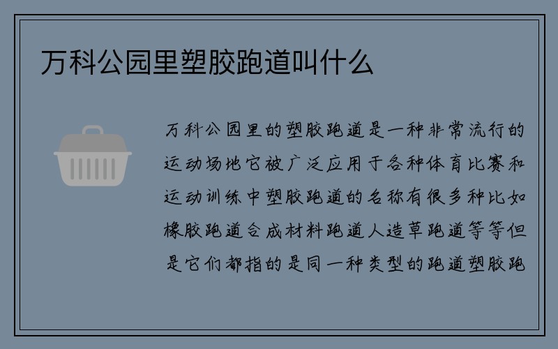 万科公园里塑胶跑道叫什么