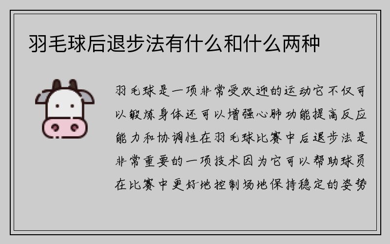 羽毛球后退步法有什么和什么两种