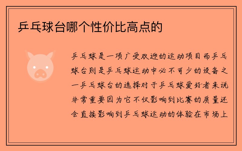 乒乓球台哪个性价比高点的