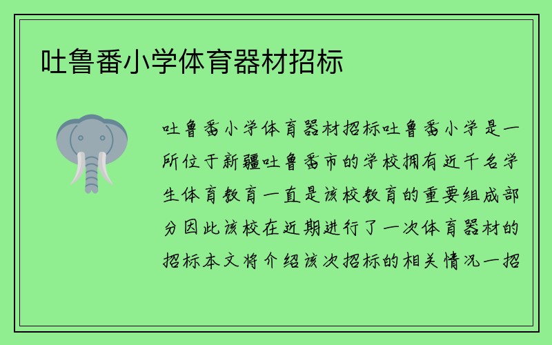 吐鲁番小学体育器材招标